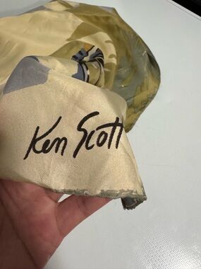 Vintage Ken Scott Silk Scarf featuring alpine skiing motif